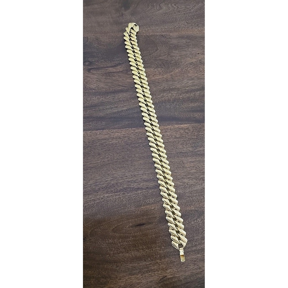 VTG Napier Gold Tone Statement Bib Necklace Ribbed 18" Link Bold/Beautiful EUC - Picture 8 of 10
